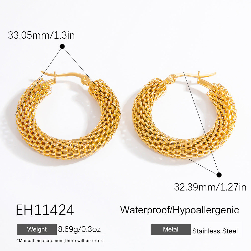 Geometric 18K Gold-Plated Steel Earrings Stylish Casual Accessories