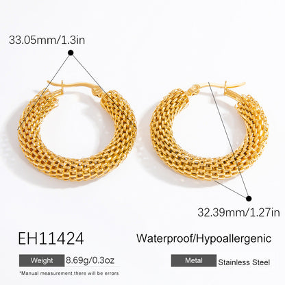 Geometric 18K Gold-Plated Steel Earrings Stylish Casual Accessories