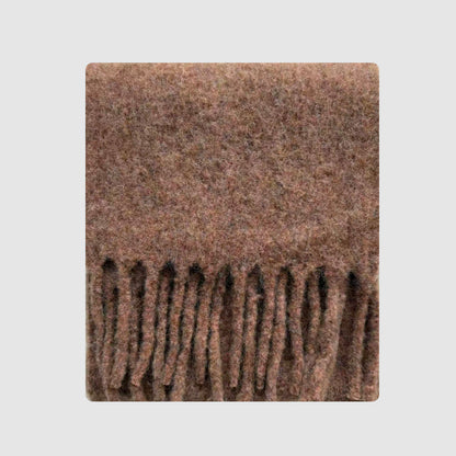 Chunky Knit Wool Blend Scarf with Fringe - Soft Casual Style