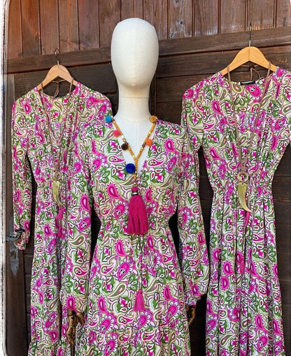 New Temperament V-Neck Bohemian Print Swing Dress