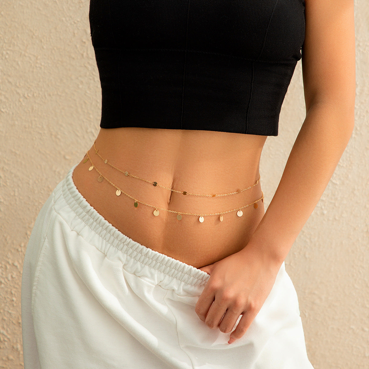 Sexy Pearl Double Layers Waist Chain
