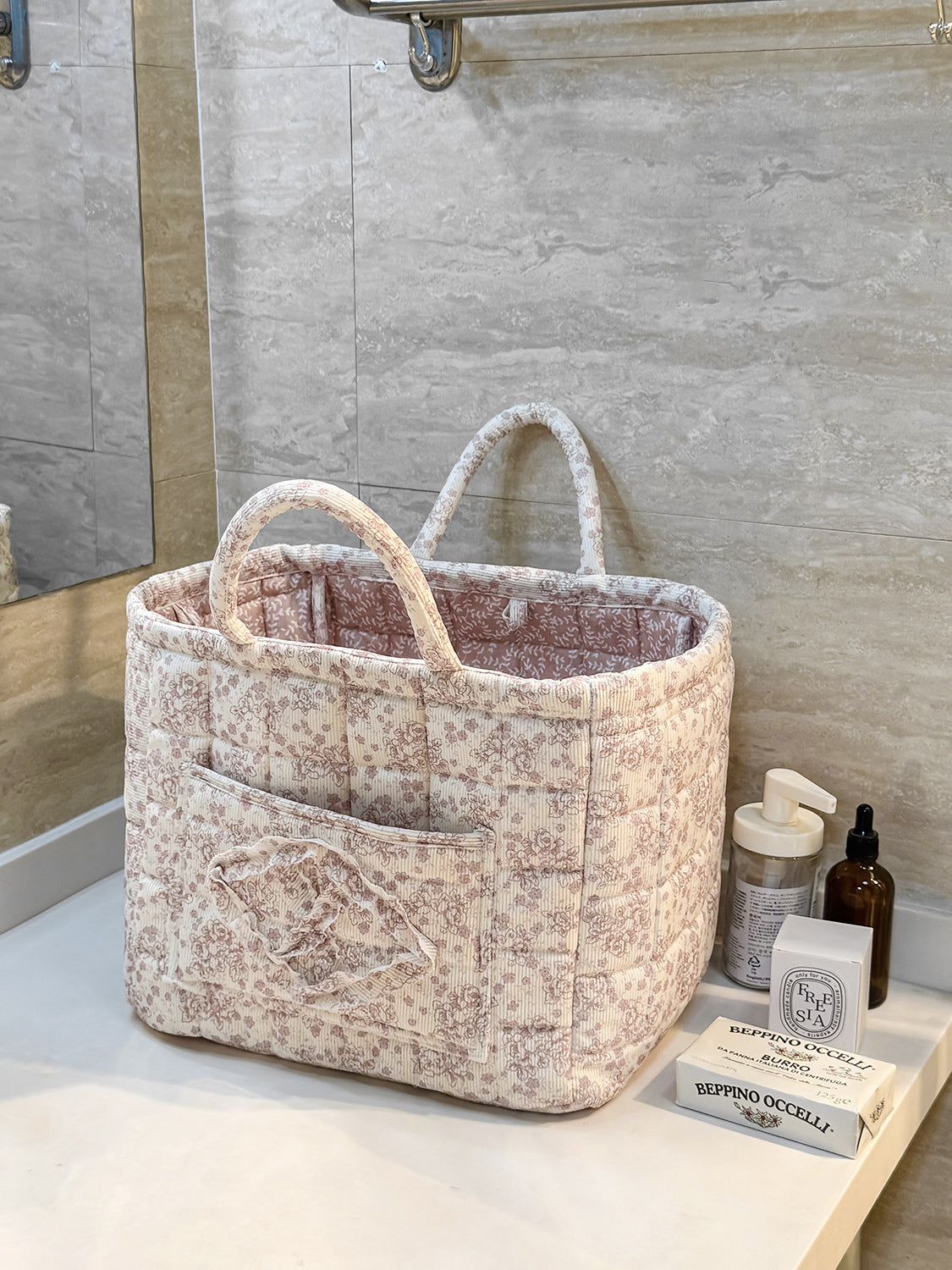Peony Velvet Storage Basket Stylish Home Organizer