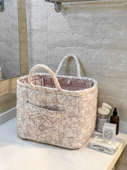 Peony Velvet Storage Basket Stylish Home Organizer