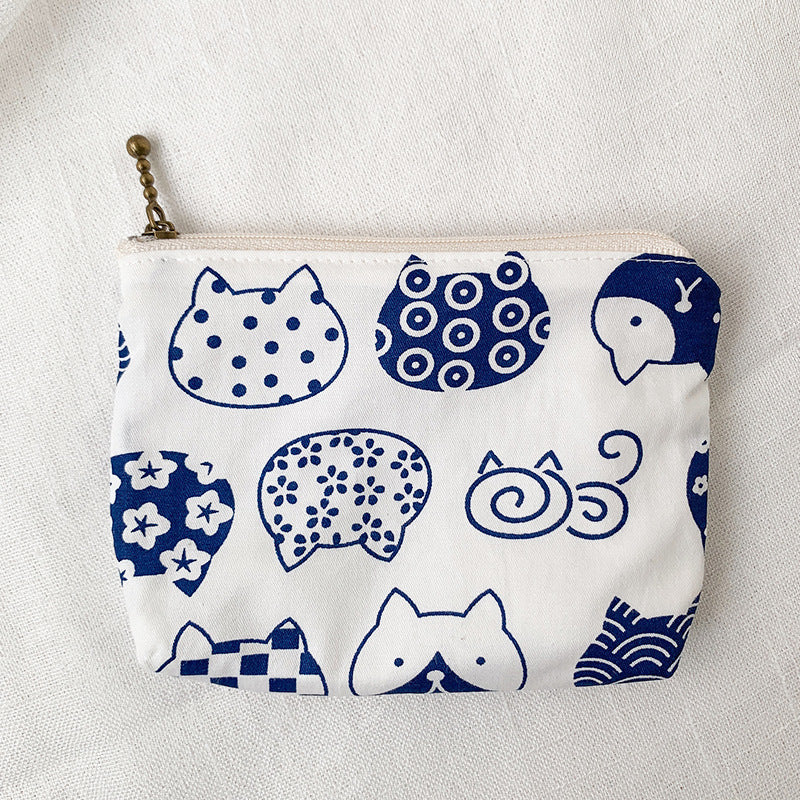 Mini Cartoon Zipper Wallet for Women Cute Floral Fabric Purse