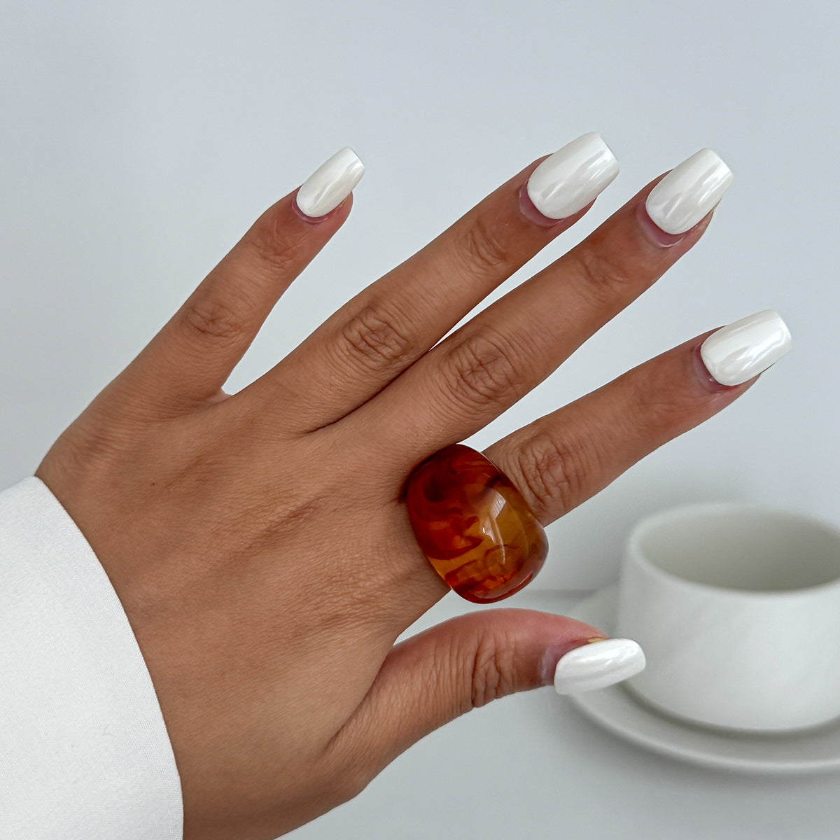 Colorful Resin Rings Geometric Design For Women