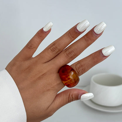 Colorful Resin Rings Geometric Design For Women