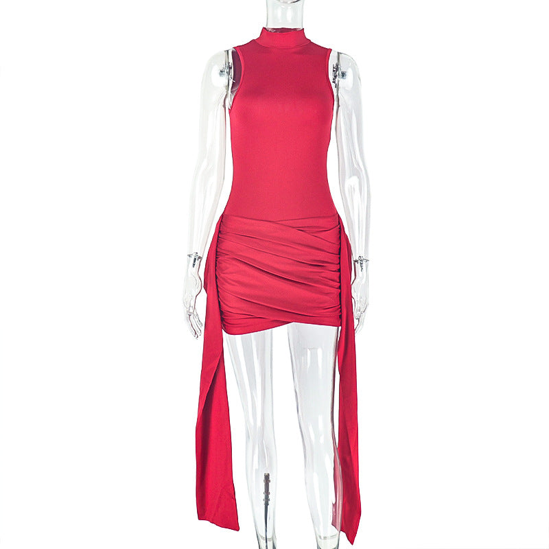 Fashionable Women'S Bodycon Dress With Ruffles And Straps