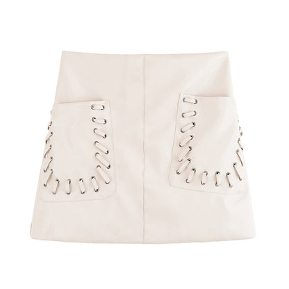 Simple Leather High Waist Mini Skirt