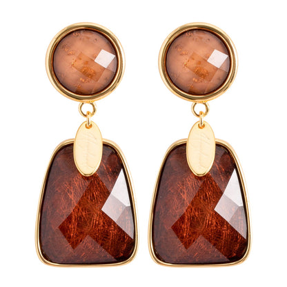 Chic Geometric Resin Drop Earrings With Silver Needle