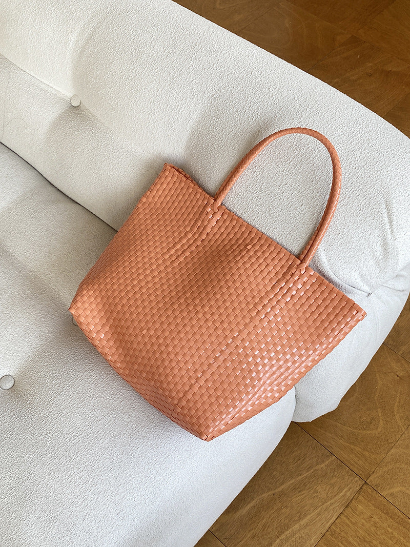Summer Straw Tote Bag Handmade PVC Beach Shoulder Bag