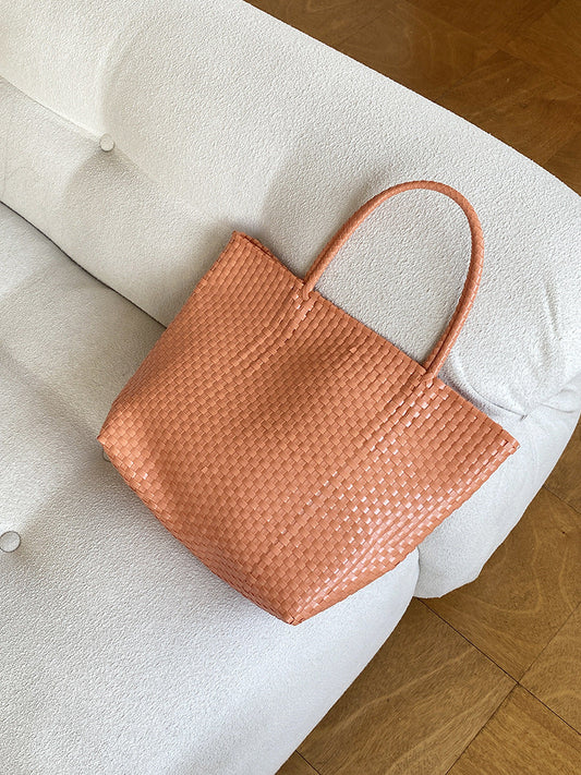 Summer Straw Tote Bag Handmade PVC Beach Shoulder Bag