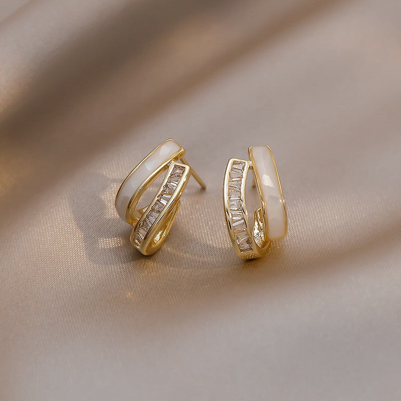 Elegant Double-Layer Rhinestone Stud Earrings