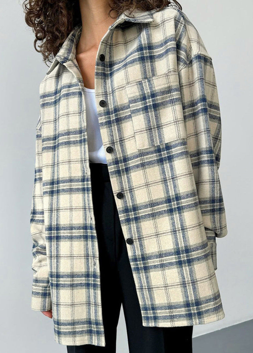 Oversized Plaid Shirt Jacket In Soft Fabric
