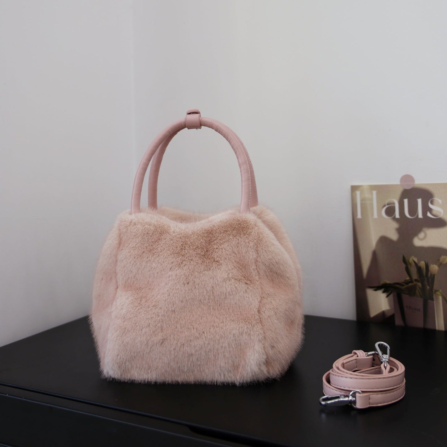 Minimalist Solid Color Fluffy Fuzzy Handbag
