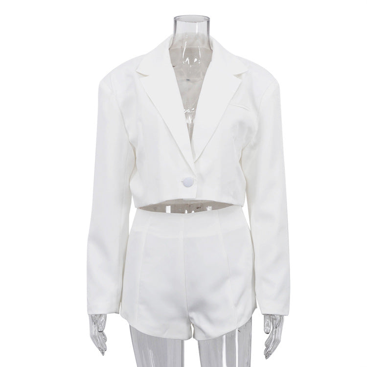 Women's Stylish Commuter Blazer Set With High-Waisted Shorts