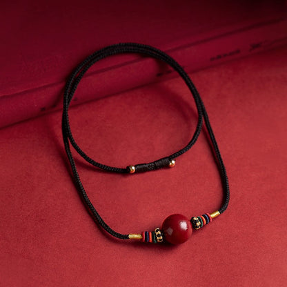 Cinnabar Rough Transporter Beads Amethyst Sand Pendant Men'S And Women'S Necklace Fashion Collarbone Chain Honmei Year Jewelry Gift