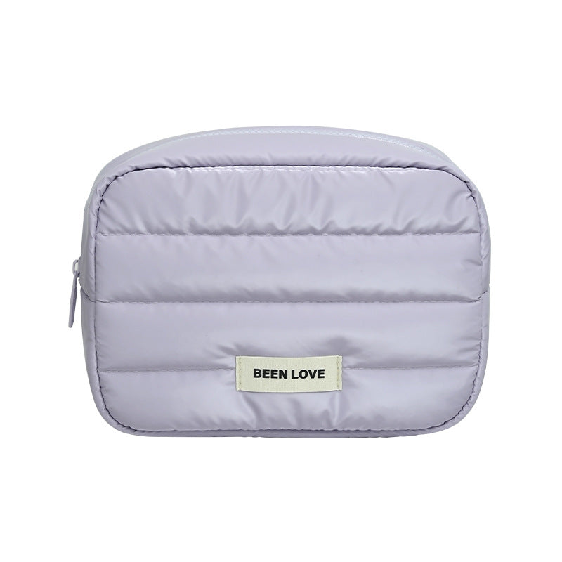 Solid Color Puffer Portable Cosmetic Bag
