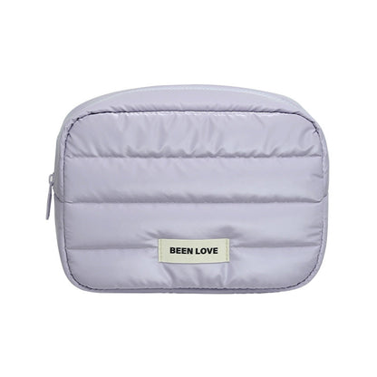 Solid Color Puffer Portable Cosmetic Bag
