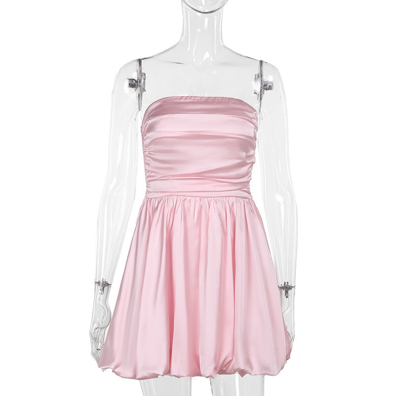 Strapless Mini Dress in Pink - Trendy Casual Outfit