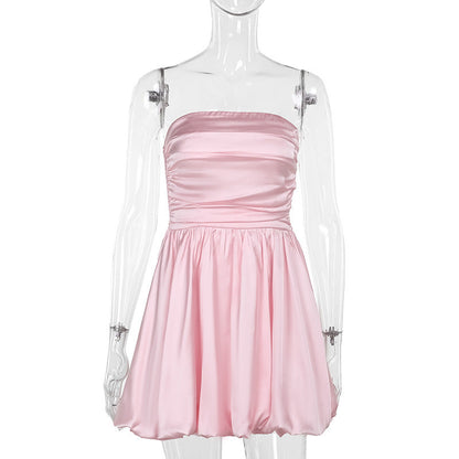 Strapless Mini Dress in Pink - Trendy Casual Outfit
