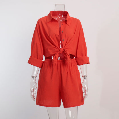 Summer Relaxed Fit Shirt And Shorts Set