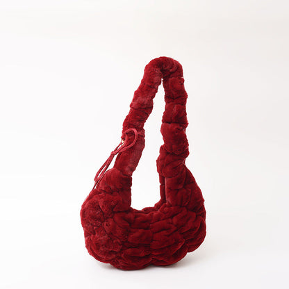Trendy Plush Croissant Cloud Bag Soft Casual Shoulder Bag