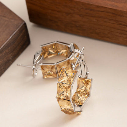 Geometric Crystal Zircon Earrings Stylish Elegant Accessory