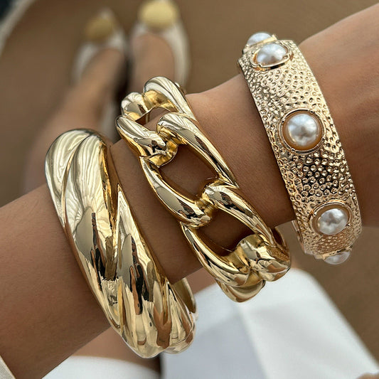 Twisted Alloy Spring Bracelets Set Trendy Stackable Jewelry