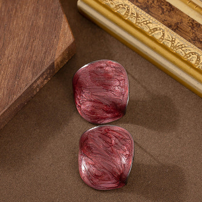 Geometric Enamel Drop Earrings Elegant Zinc Alloy