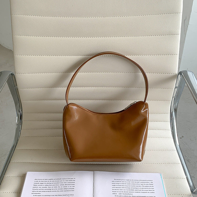 Minimalist Solid Color Leather Shoulder Bag