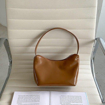 Minimalist Solid Color Leather Shoulder Bag