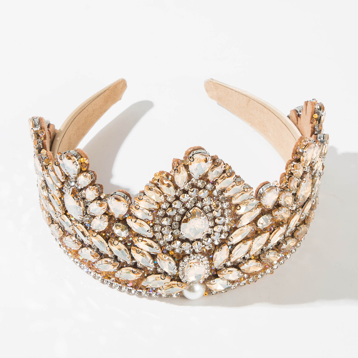 Baroque Style Wide Headband with Crystal Accents