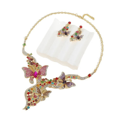 Fashionable Butterfly Necklace Set with Earrings - Alloy Jewelry for Women