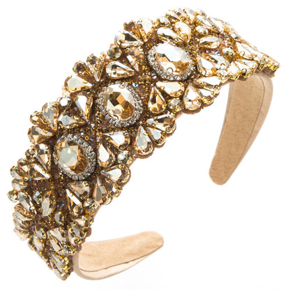 Baroque Style Wide Headband with Colorful Rhinestones