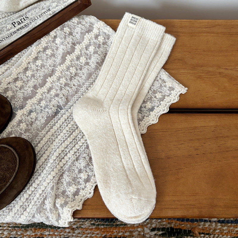 Trendy Wool Vertical Striped Warm Crew Socks