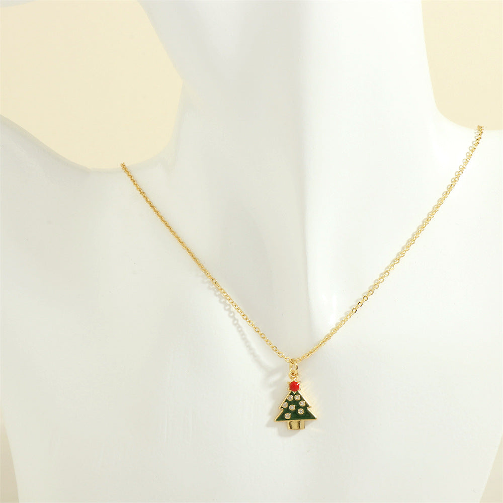 Simple Christmas Pendant Enamel Necklace