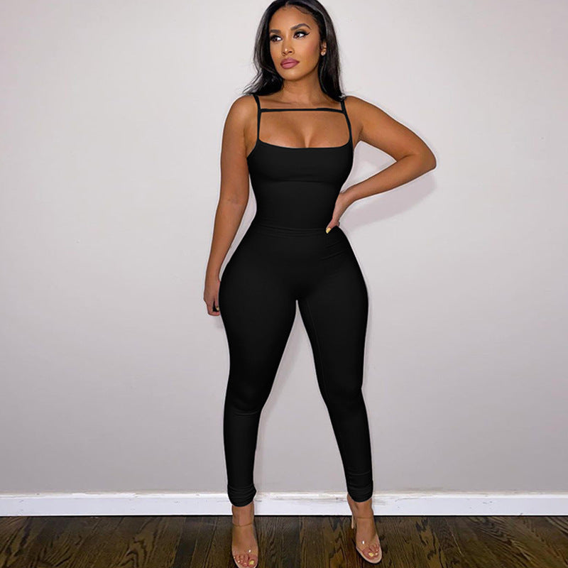 Trendy Solid Color Slim Fit Jumpsuit for Women