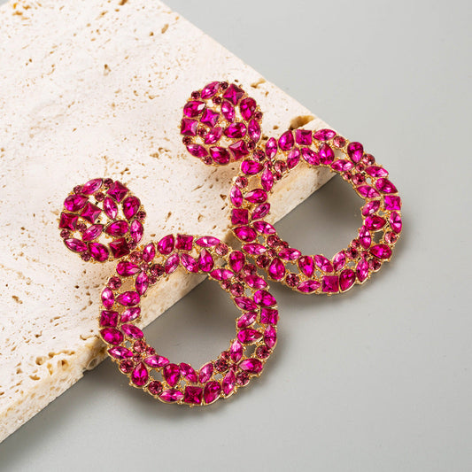Geometric Crystal Drop Earrings Trendy Fashion Statement