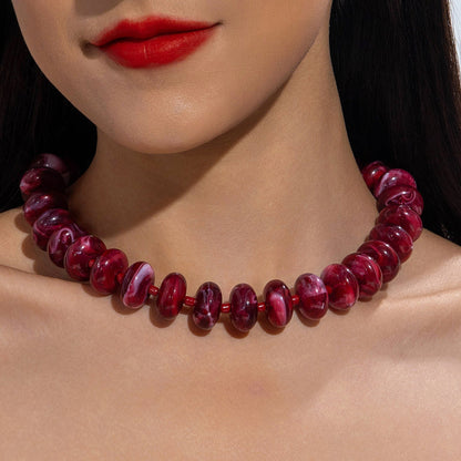 Dopamine Colorful Acrylic Beaded Necklace Trendy Sweet Style