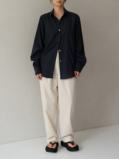 High-End Long Sleeve Tencel Cotton Shirt - Casual Elegant Blouse