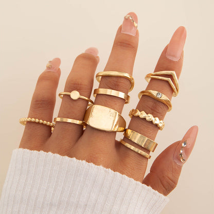 Trendy Vintage Statement Geometric Open Joint Ring Set