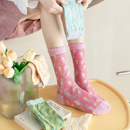 Rufia -Wavy Pattern Sheer Socks
