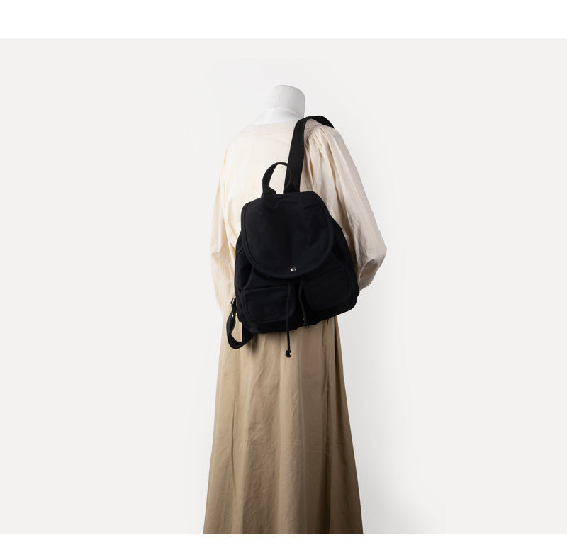 Simple Large Capacity Canvas Drawstring Backpack