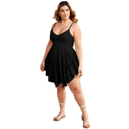 Casual V-Neck Knit Dress With Waist Tie