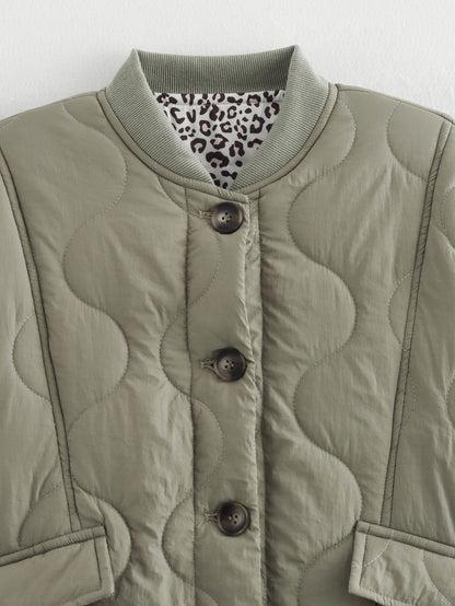 Casual Quilted Button Down Padded Coat