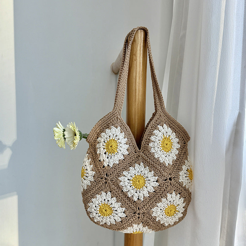 Trendy Woven Cotton Bag with Classic Check Pattern