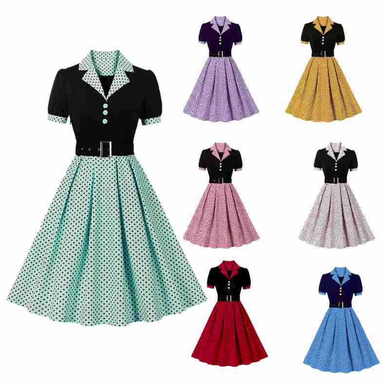 Psychedelic Polka Dot Belted Dress