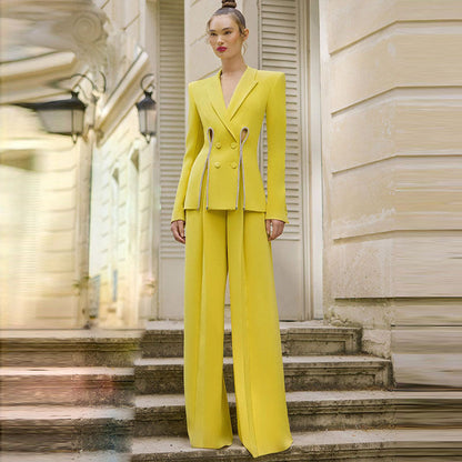 Cutout Pantsuit Set Stylish Two-Piece Outfit