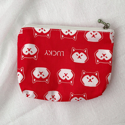 Mini Cartoon Zipper Wallet for Women Cute Floral Fabric Purse