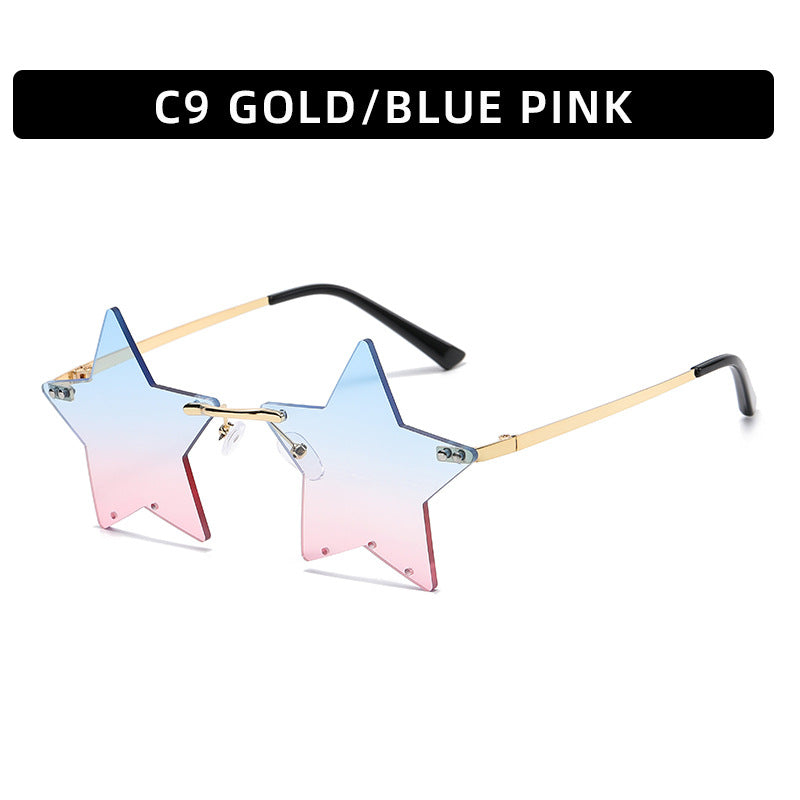 Fashionable Frameworkless Star-Shaped Sunglasses Punk Style